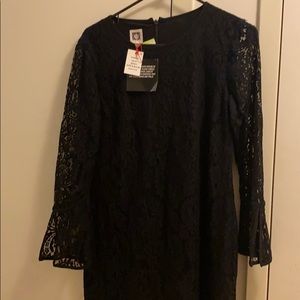 Anne Klein black crew neck lace dress size 4